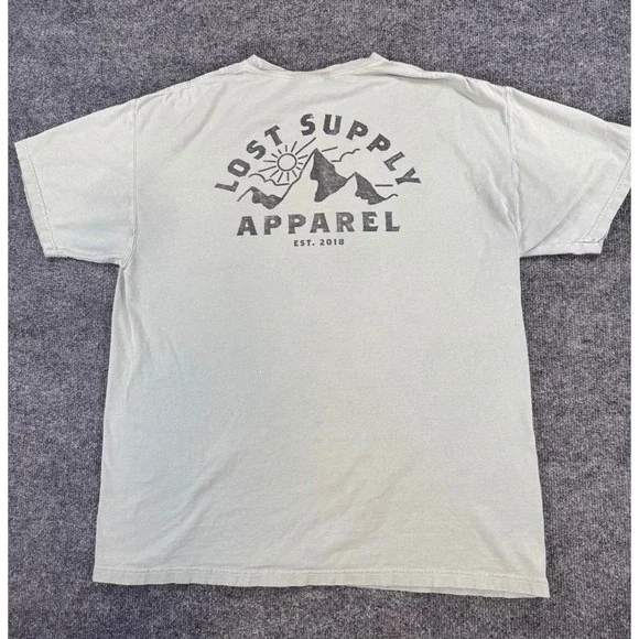 Lost Supply Apparel Mens Large Sage Green Graphic Pocket T-Shirt ComfortWash - Picture 5 of 6